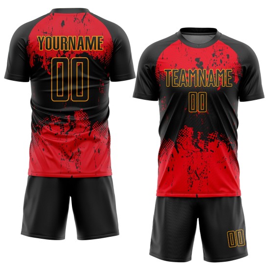 Custom Black Black-Red Sublimation Uniform Jersey Custom Black Black-Red Sublimation Uniform Jersey