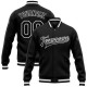 Custom Black Black-White Bomber Full-Snap Varsity Letterman Jacket Custom Black Black-White Bomber Full-Snap Varsity Letterman Jacket
