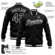 Custom Black Black-White Bomber Full-Snap Varsity Letterman Jacket Custom Black Black-White Bomber Full-Snap Varsity Letterman Jacket