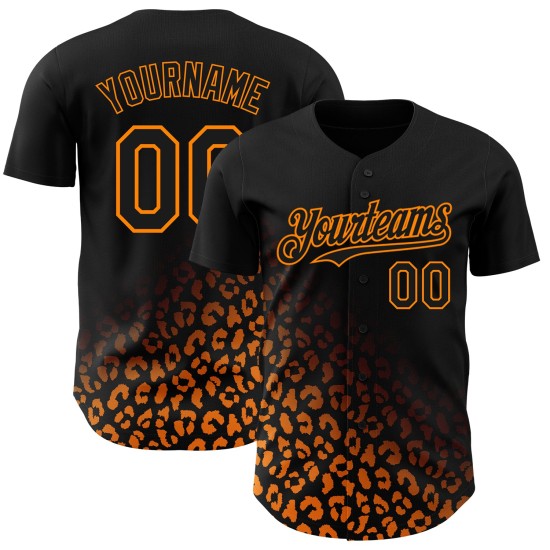 Custom Black Bay Orange 3D Pattern Design Leopard Print Fade Fashion Authentic rugby Jersey Custom Black Bay Orange 3D Pattern Design Leopard Print Fade Fashion Authentic rugby Jersey