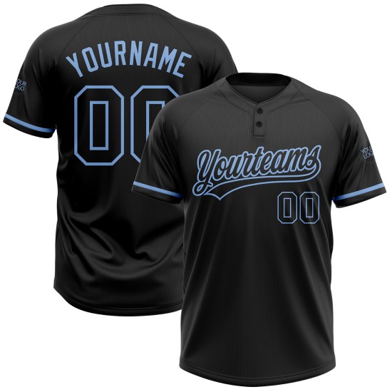 Custom Black Black-Light Blue Two-Button Unisex Jersey Custom Black Black-Light Blue Two-Button Unisex Jersey