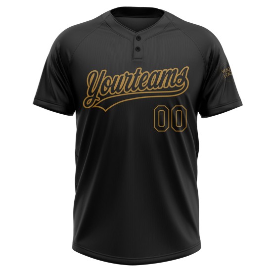 Custom Black Black-Old Gold Two-Button Unisex Jersey Custom Black Black-Old Gold Two-Button Unisex Jersey