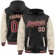 Custom Black Crimson Cream-City Cream Bomber Full-Snap Varsity Letterman Two Tone Hoodie Jacket Custom Black Crimson Cream-City Cream Bomber Full-Snap Varsity Letterman Two Tone Hoodie Jacket