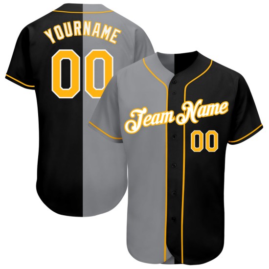 Custom Black Gold-Gray Authentic Split Fashion rugby Jersey Custom Black Gold-Gray Authentic Split Fashion rugby Jersey