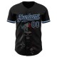 Custom Black Light Blue 3D Skull Fashion Authentic rugby Jersey Custom Black Light Blue 3D Skull Fashion Authentic rugby Jersey