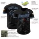 Custom Black Light Blue 3D Skull Fashion Authentic rugby Jersey Custom Black Light Blue 3D Skull Fashion Authentic rugby Jersey