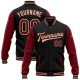 Custom Black Crimson-City Cream Bomber Full-Snap Varsity Letterman Two Tone Jacket Custom Black Crimson-City Cream Bomber Full-Snap Varsity Letterman Two Tone Jacket