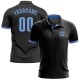 Custom Black Light Blue Performance Golf Polo Shirt Custom Black Light Blue Performance Golf Polo Shirt