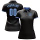 Custom Black Light Blue Performance Golf Polo Shirt Custom Black Light Blue Performance Golf Polo Shirt
