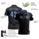 Custom Black Light Blue Performance Golf Polo Shirt Custom Black Light Blue Performance Golf Polo Shirt