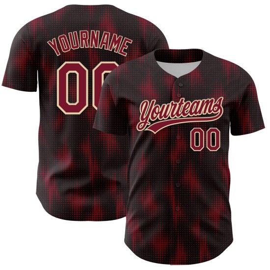 Custom Black Crimson-Cream 3D Pattern Design Halftone Dots Authentic rugby Jersey Custom Black Crimson-Cream 3D Pattern Design Halftone Dots Authentic rugby Jersey