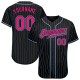 Custom Black Light Blue Pinstripe Hot Pink-Light Blue Authentic rugby Jersey Custom Black Light Blue Pinstripe Hot Pink-Light Blue Authentic rugby Jersey