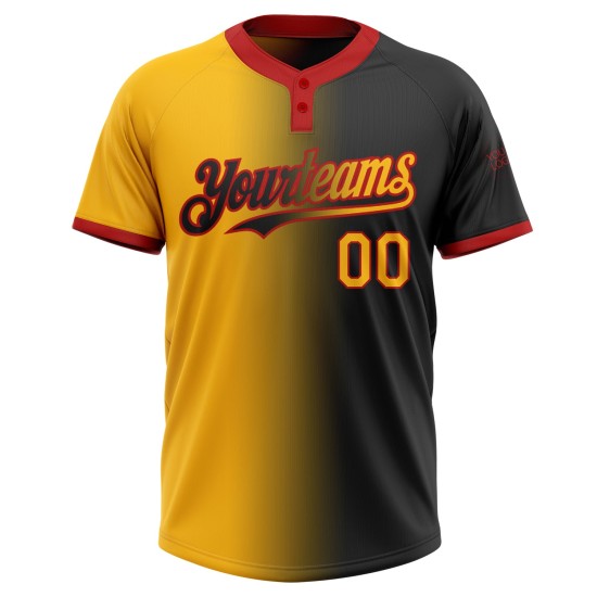 Custom Black Gold-Red Gradient Fashion Two-Button Unisex Jersey Custom Black Gold-Red Gradient Fashion Two-Button Unisex Jersey