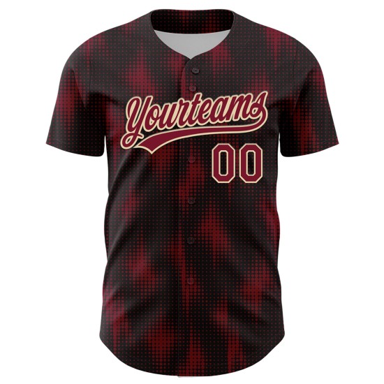 Custom Black Crimson-Cream 3D Pattern Design Halftone Dots Authentic rugby Jersey Custom Black Crimson-Cream 3D Pattern Design Halftone Dots Authentic rugby Jersey