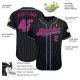 Custom Black Light Blue Pinstripe Hot Pink-Light Blue Authentic rugby Jersey Custom Black Light Blue Pinstripe Hot Pink-Light Blue Authentic rugby Jersey