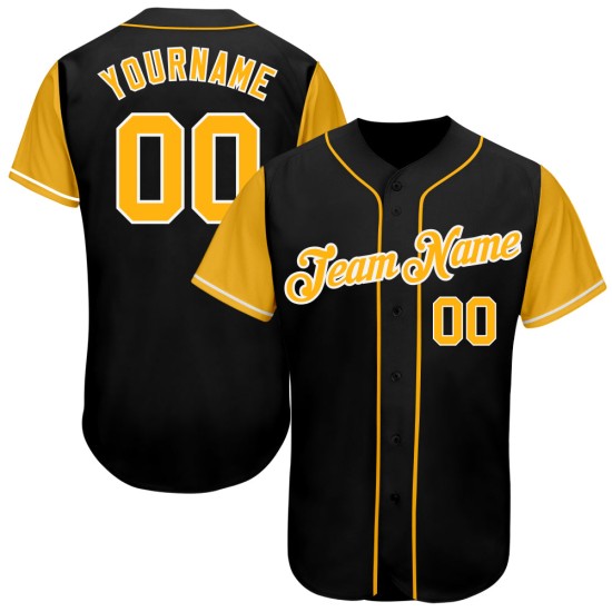 Custom Black Gold-White Authentic Two Tone rugby Jersey Custom Black Gold-White Authentic Two Tone rugby Jersey