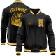 Custom Black Gold-White Bomber Varsity Letterman Zipper Jacket Custom Black Gold-White Bomber Varsity Letterman Zipper Jacket