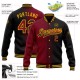 Custom Black Crimson-Gold Bomber Full-Snap Varsity Letterman Gradient Fashion Jacket Custom Black Crimson-Gold Bomber Full-Snap Varsity Letterman Gradient Fashion Jacket