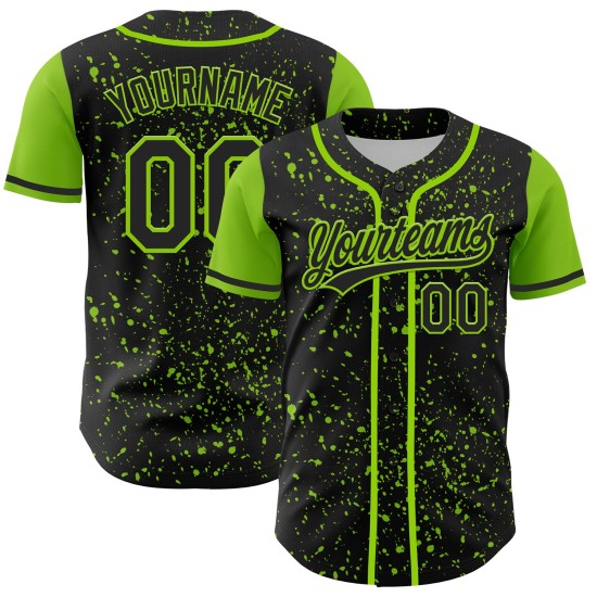 Custom Black Neon Green 3D Pattern Design Abstract Splatter Ink Authentic rugby Jersey Custom Black Neon Green 3D Pattern Design Abstract Splatter Ink Authentic rugby Jersey