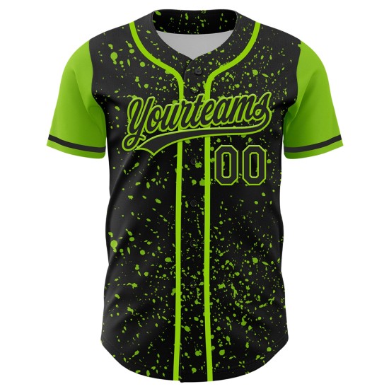 Custom Black Neon Green 3D Pattern Design Abstract Splatter Ink Authentic rugby Jersey Custom Black Neon Green 3D Pattern Design Abstract Splatter Ink Authentic rugby Jersey