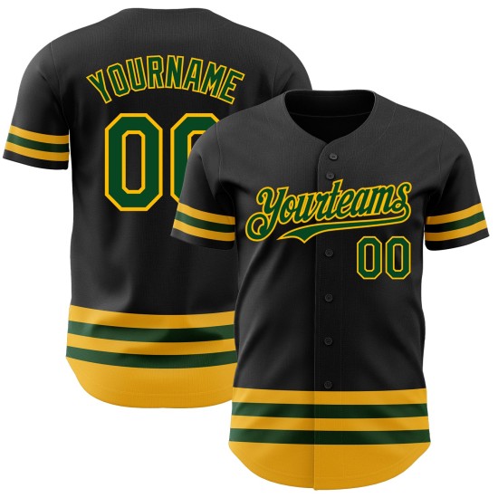 Custom Black Green-Gold Line Authentic rugby Jersey Custom Black Green-Gold Line Authentic rugby Jersey