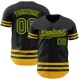 Custom Black Green-Gold Line Authentic rugby Jersey Custom Black Green-Gold Line Authentic rugby Jersey