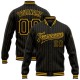 Custom Black Gold Pinstripe Gold Bomber Full-Snap Varsity Letterman Jacket Custom Black Gold Pinstripe Gold Bomber Full-Snap Varsity Letterman Jacket