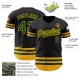 Custom Black Green-Gold Line Authentic rugby Jersey Custom Black Green-Gold Line Authentic rugby Jersey