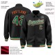 Custom Black Kelly Green-Orange Bomber Full-Snap Varsity Letterman Lapel Collar Byron Jacket Custom Black Kelly Green-Orange Bomber Full-Snap Varsity Letterman Lapel Collar Byron Jacket