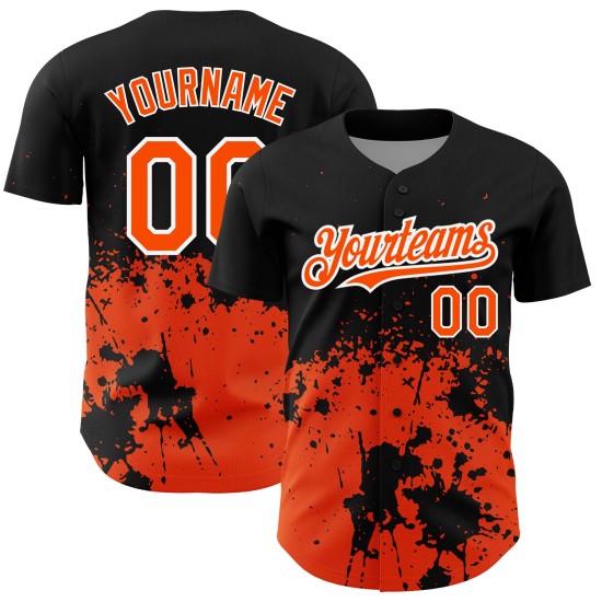 Custom Black Orange-White 3D Pattern Design Abstract Splash Grunge Art Authentic rugby Jersey Custom Black Orange-White 3D Pattern Design Abstract Splash Grunge Art Authentic rugby Jersey