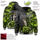 Custom Black Neon Green-White Snakehead Fish Fishing 3D Bomber Full-Snap Varsity Letterman Hoodie Jacket Custom Black Neon Green-White Snakehead Fish Fishing 3D Bomber Full-Snap Varsity Letterman Hoodie Jacket