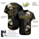 Custom Black Old Gold 3D Plant And Skull Fashion Authentic rugby Jersey Custom Black Old Gold 3D Plant And Skull Fashion Authentic rugby Jersey