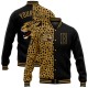 Custom Black Old Gold Leopard Print 3D Pattern Design Bomber Full-Snap Varsity Letterman Jacket Custom Black Old Gold Leopard Print 3D Pattern Design Bomber Full-Snap Varsity Letterman Jacket