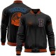 Custom Black Powder Blue-Orange Bomber Varsity Letterman Zipper Jacket Custom Black Powder Blue-Orange Bomber Varsity Letterman Zipper Jacket