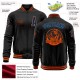 Custom Black Powder Blue-Orange Bomber Varsity Letterman Zipper Jacket Custom Black Powder Blue-Orange Bomber Varsity Letterman Zipper Jacket