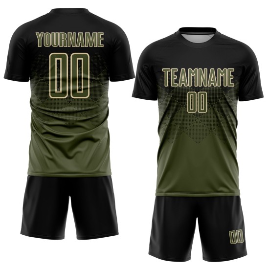Custom Black Olive-Cream Sublimation Uniform Jersey Custom Black Olive-Cream Sublimation Uniform Jersey