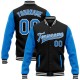 Custom Black Powder Blue-White Bomber Full-Snap Varsity Letterman Two Tone Jacket Custom Black Powder Blue-White Bomber Full-Snap Varsity Letterman Two Tone Jacket