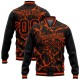 Custom Black Orange Abstract Network And Tiger 3D Pattern Design Bomber Full-Snap Varsity Letterman Jacket Custom Black Orange Abstract Network And Tiger 3D Pattern Design Bomber Full-Snap Varsity Letterman Jacket