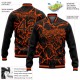 Custom Black Orange Abstract Network And Tiger 3D Pattern Design Bomber Full-Snap Varsity Letterman Jacket Custom Black Orange Abstract Network And Tiger 3D Pattern Design Bomber Full-Snap Varsity Letterman Jacket