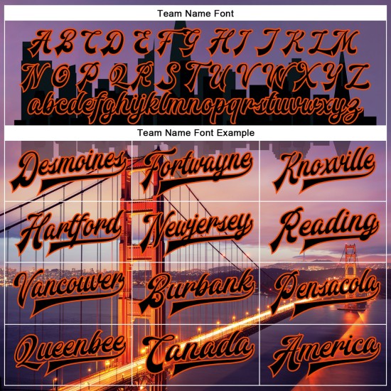 Custom Black Orange The Golden Gate Bridge San Francisco California City Edition 3D Bomber Full-Snap Varsity Letterman Jacket Custom Black Orange The Golden Gate Bridge San Francisco California City Edition 3D Bomber Full-Snap Varsity Letterman Jacket