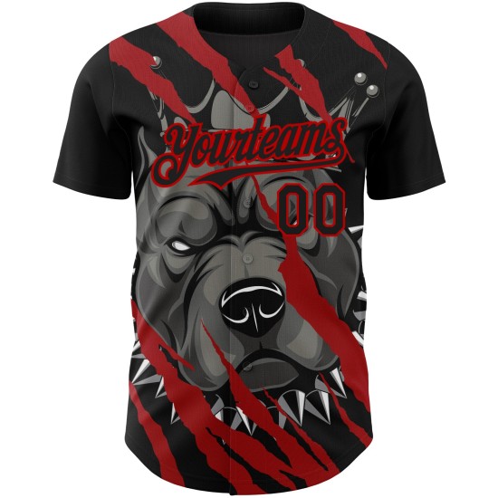 Custom Black Red 3D Pattern Design Animal Pitbull Dog Authentic rugby Jersey Custom Black Red 3D Pattern Design Animal Pitbull Dog Authentic rugby Jersey
