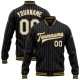 Custom Black White Pinstripe Old Gold Bomber Full-Snap Varsity Letterman Jacket Custom Black White Pinstripe Old Gold Bomber Full-Snap Varsity Letterman Jacket