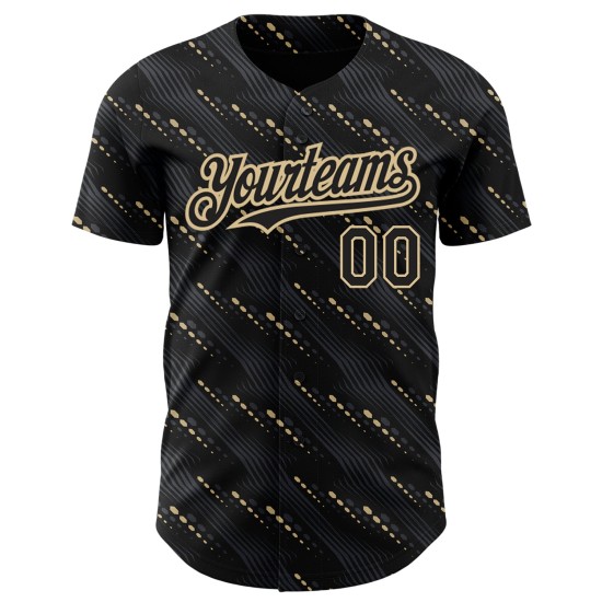 Custom Black Vegas Gold 3D Pattern Design Slant Lines Authentic rugby Jersey Custom Black Vegas Gold 3D Pattern Design Slant Lines Authentic rugby Jersey