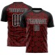 Custom Black Red-White Abstract Geometric Shapes Sublimation Uniform Jersey Custom Black Red-White Abstract Geometric Shapes Sublimation Uniform Jersey