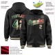 Custom Black Vintage Mexican Flag-Cream Bomber Full-Snap Varsity Letterman Hoodie Jacket Custom Black Vintage Mexican Flag-Cream Bomber Full-Snap Varsity Letterman Hoodie Jacket