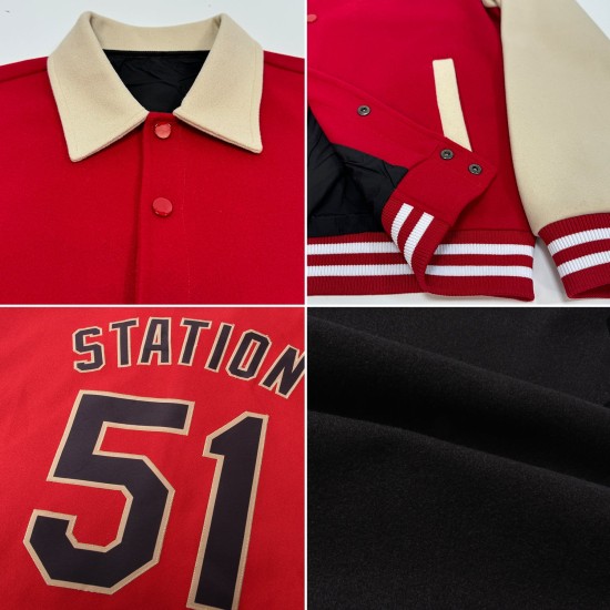 Custom Black Vintage USA Flag Cream-Maroon Bomber Full-Snap Varsity Letterman Lapel Collar Byron Jacket Custom Black Vintage USA Flag Cream-Maroon Bomber Full-Snap Varsity Letterman Lapel Collar Byron Jacket