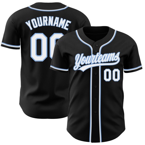 Custom Black White-Light Blue Authentic rugby Jersey Custom Black White-Light Blue Authentic rugby Jersey