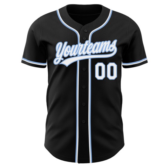 Custom Black White-Light Blue Authentic rugby Jersey Custom Black White-Light Blue Authentic rugby Jersey