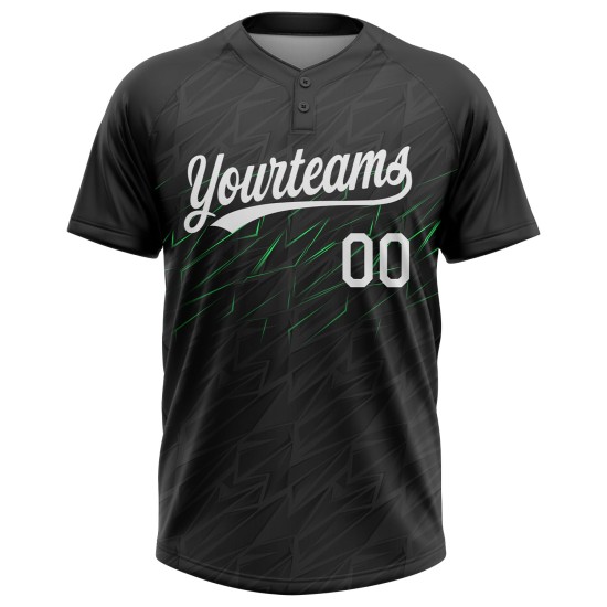 Custom Black White-Neon Green 3D Pattern Two-Button Unisex Jersey Custom Black White-Neon Green 3D Pattern Two-Button Unisex Jersey