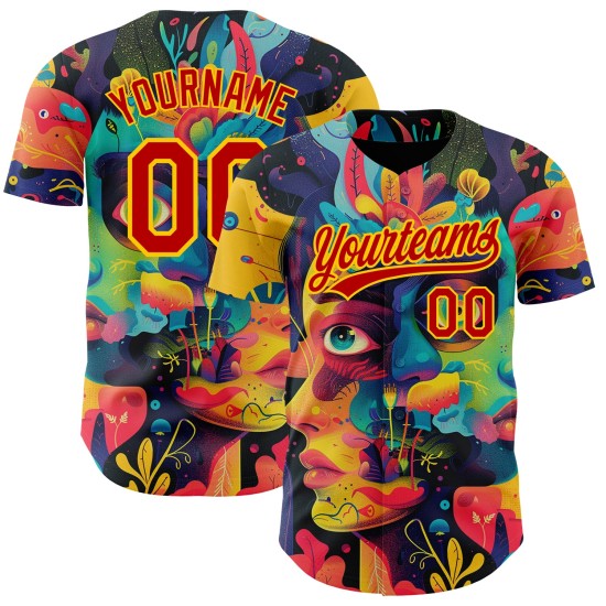 Custom Black Red-Yellow 3D Pattern Design Abstract Painting Authentic rugby Jersey Custom Black Red-Yellow 3D Pattern Design Abstract Painting Authentic rugby Jersey